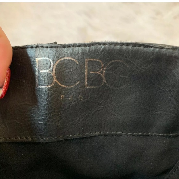 BCBG Paris Amy Black Leather Studded Moto Boots - Picture 7 of 8